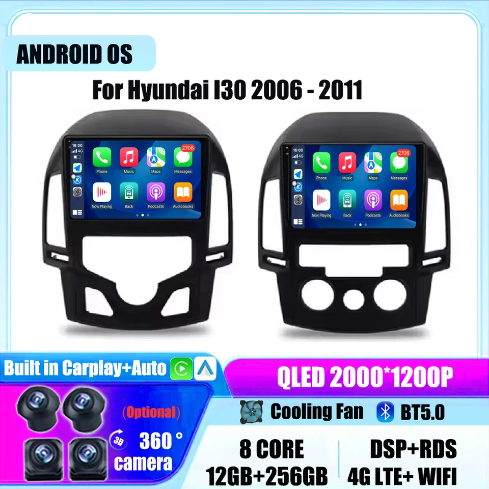 Android Auto CarPlay Stereo pre Hyundai I30 2006 2007 2008 2009 2010 2011 2011 Multimediálny hráč WiFi Car Radio BT Tools 4G DSP FM