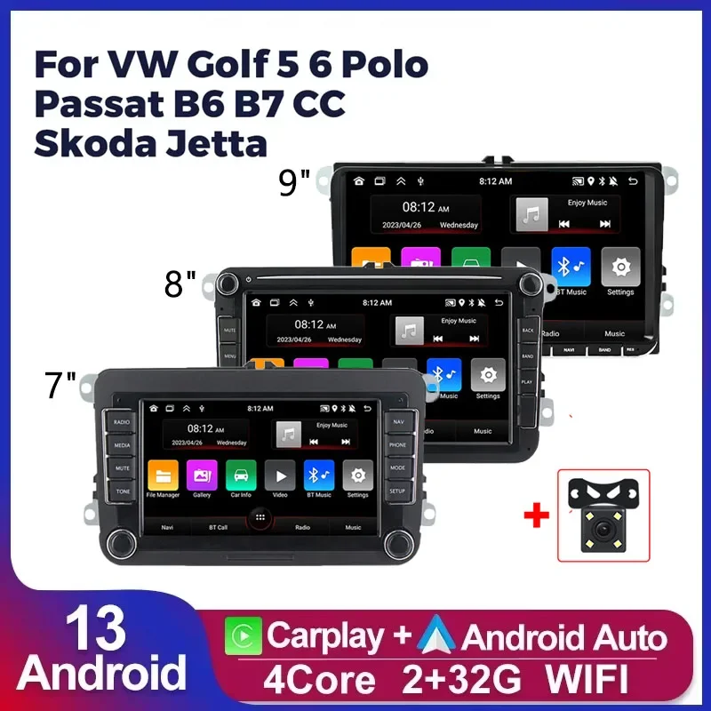 Android Autoradio pre Volkswagen Passat B6 B7 Golf 5 6 Polo Jetta Skoda CarPlay Auto Car Radio Multimedia Player GPS WiFi RDS FM