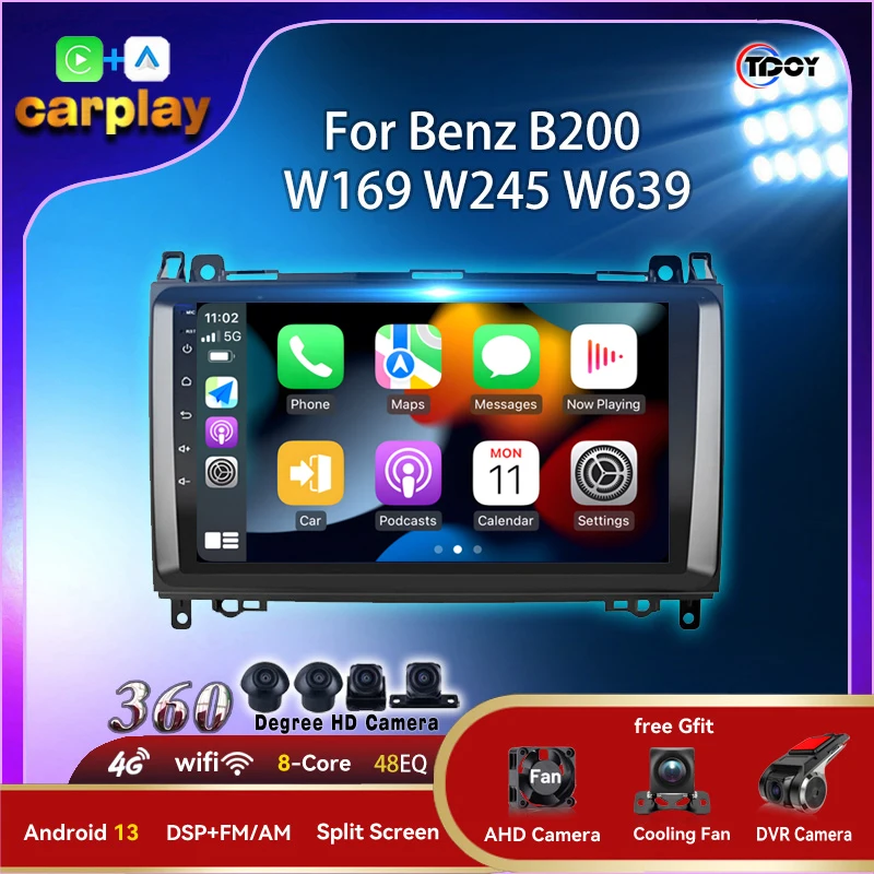 Android CarPlay Android Auto Wireless Multimedia Player 8Core pre Benz B200 W169 W245 W639Autoradio zosilňovač Car WiFi WiFi