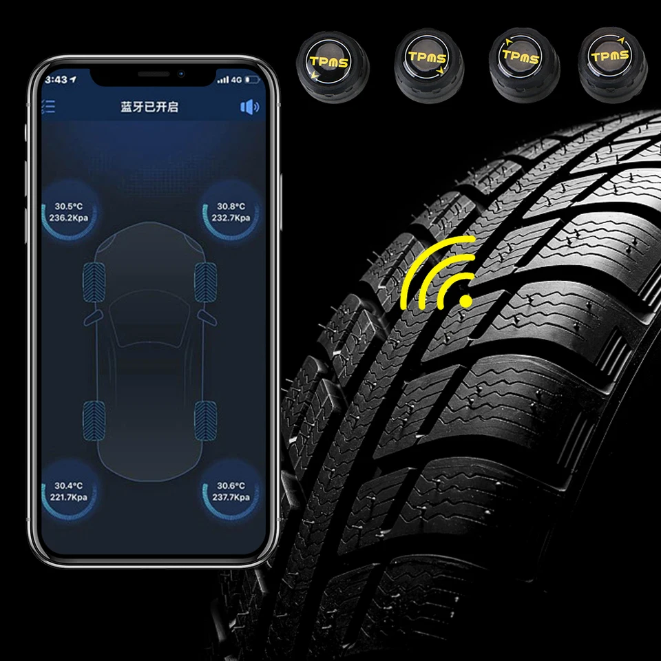 Android iOS BLE TPMS Univerzálny tlak v pneumatikách Bluetooth 4.0 5.0