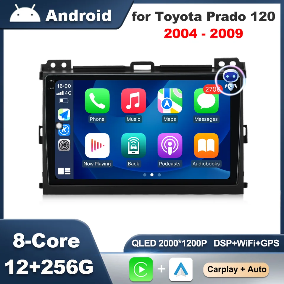 Android OS GPS navigácia pre Toyota Prado 120 2004 - 2009 DSP Stereo Android Auto BT Car Radio Video Multimedia Player č. 2 DIN