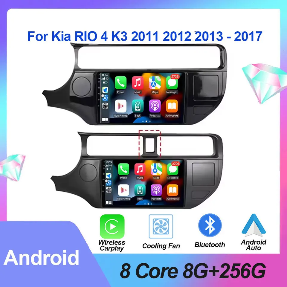 Android OS Wireless CarPlay Auto pre Kia Rio 4 K3 2011 - 2017 CAR Radio Multimedia Video Player GPS Navigation DSP Nástroje VETICKÝ