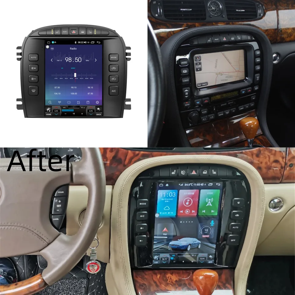 Android pre Jaguar XJ X-Type S-Type 2004-2008 Automobilové rádio Stereo Tesla Screen Multimedia PlayerCarplay Auto 6G+128G WiFi DSP