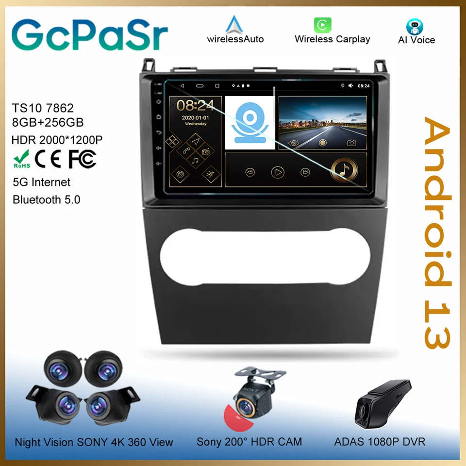 Android Radio Car Multimedia Player pre Mercedes Benz B200 AB Class W169 A160 A180 A200 A220 2009 - 2012 CARPLAY GPS navigácia
