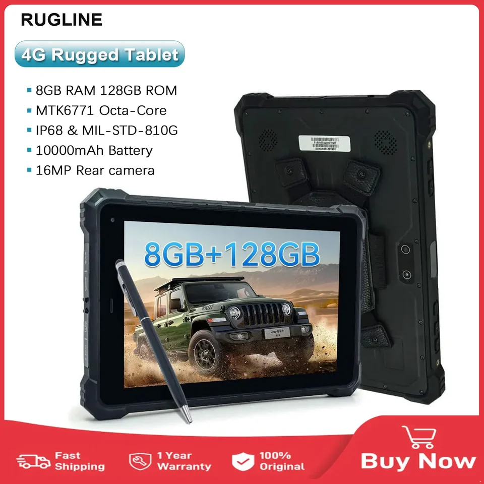 Android Rugged Tablet 8 palcov 8 GB+128 GB Scanner Scanner IP68 Vodotesný priemyselný outdoorový tablet PC