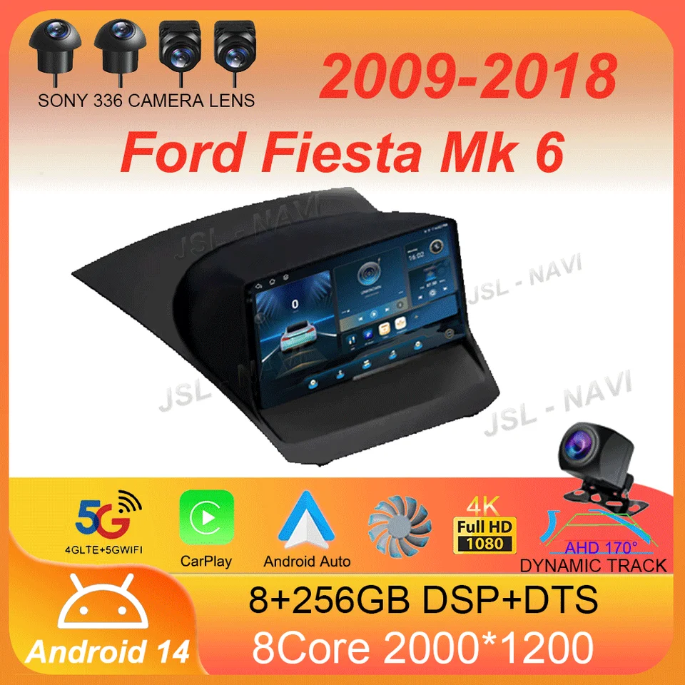Android13 CarPlay Auto pre Ford Fiesta MK 6 2009 2010 2012 2012 2013 2014 -2018 Multimediálny automobilový rozhlasový hráč WiFi+4G DSP GPS 2DIN