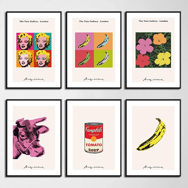 Andy Warhol Pop Art Plagáty a výtlačky Canvas Painting Moderné farebné umelecké diela nástenné umelecké obrázky pre obývaciu izbu Domovodá dekorácia