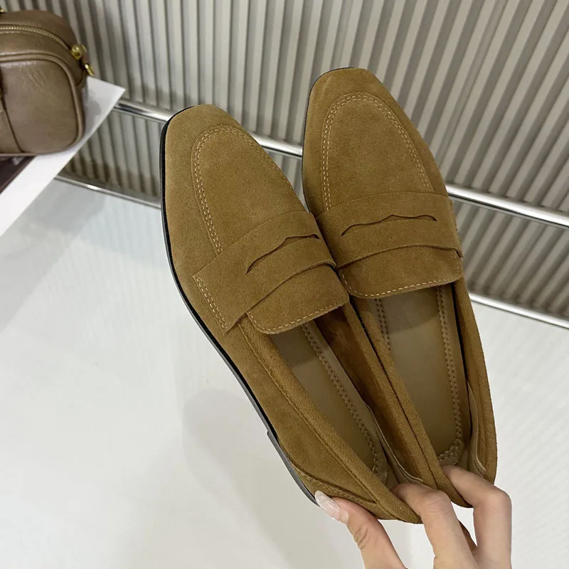 Aneikeh 2025 Jeseň Leopard Flats Dámy pohodlie voľný čas na okrúhle prsty na bavlóniu šijacie topánky Dutiny Sandále Dámske dámske hnedé
