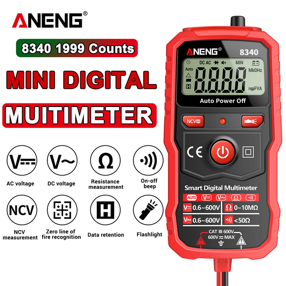 ANENG 8340 Multimeter digitálny AC/DC Voltmeter OHM OHM meter 1999 grófTResistance NCV Testovacie nástroje na opravu obvodov