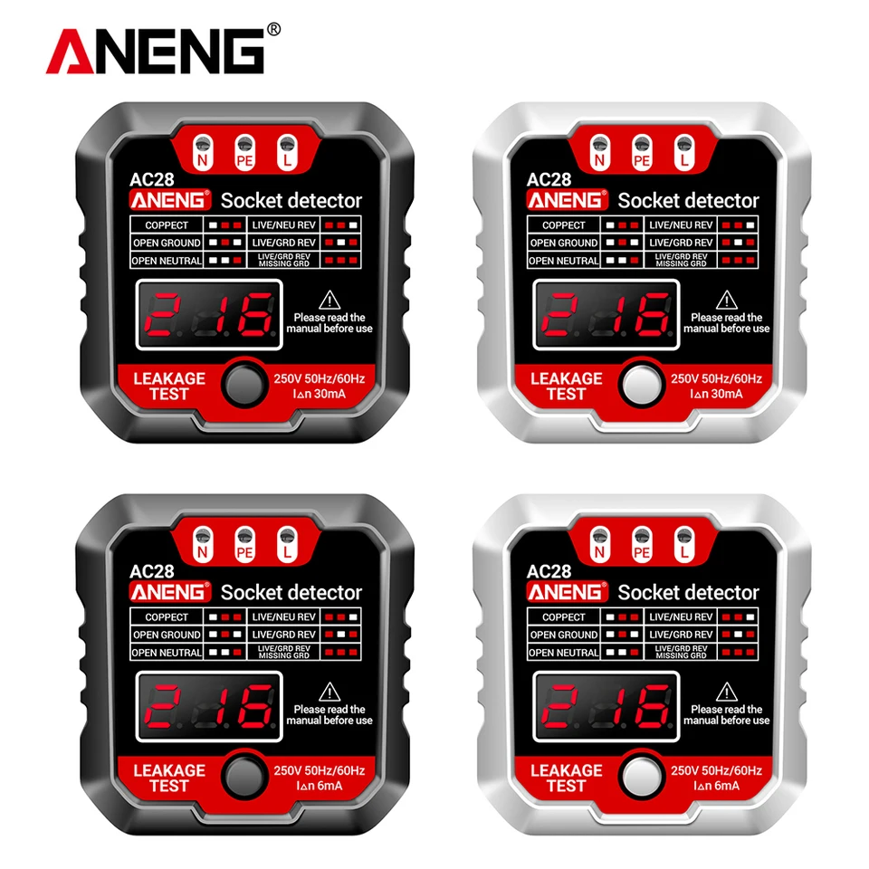 ANENG AC28 Socket Tester LCD Digital Display Test Power Socket US/EU Plug Polarity Fázová fáza Pheck Detector Tester Meter