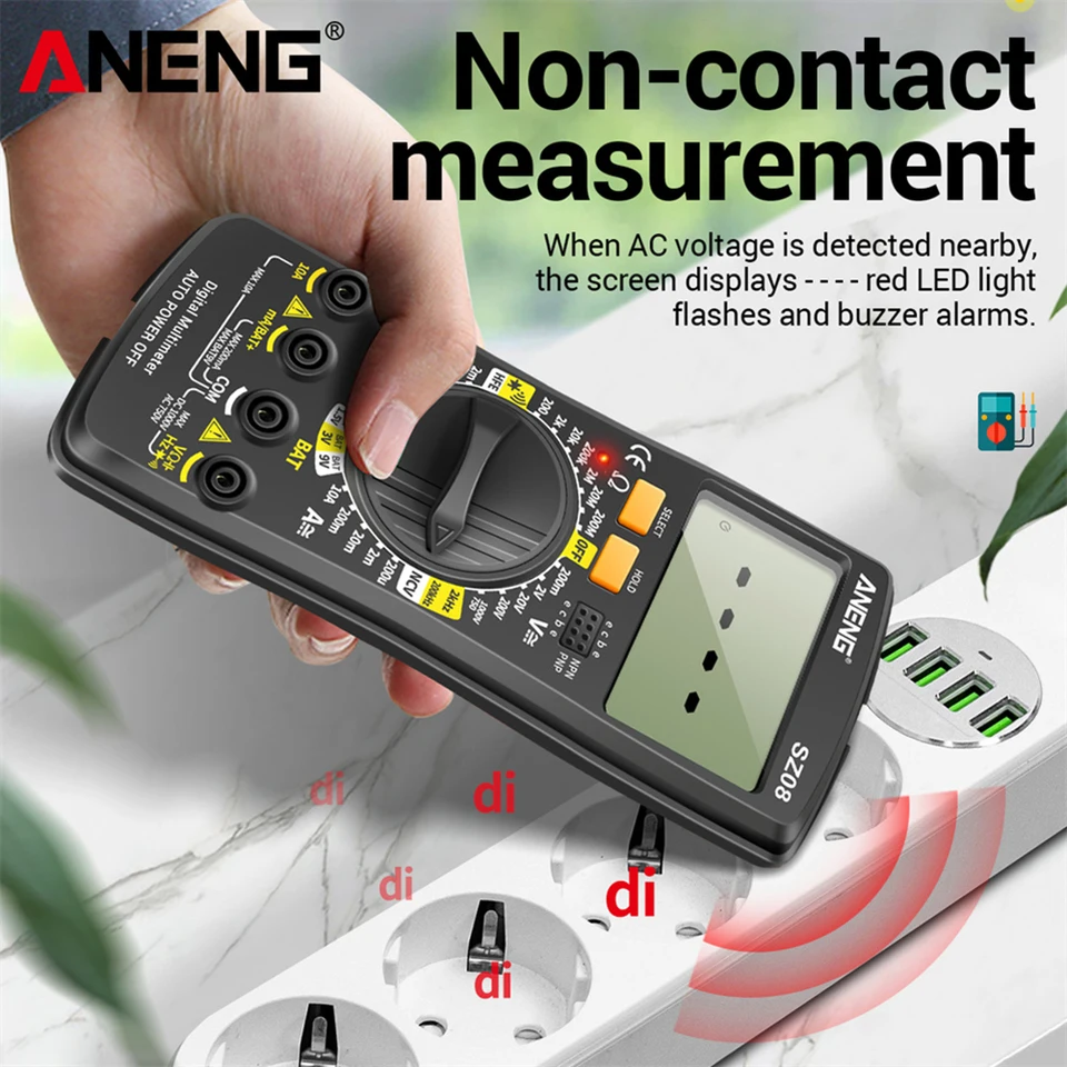 ANENG SZ08 ultra tenký multimeter digitálny vysoko-presný multifunkčný plne automatický merač údržby digitálneho displeja