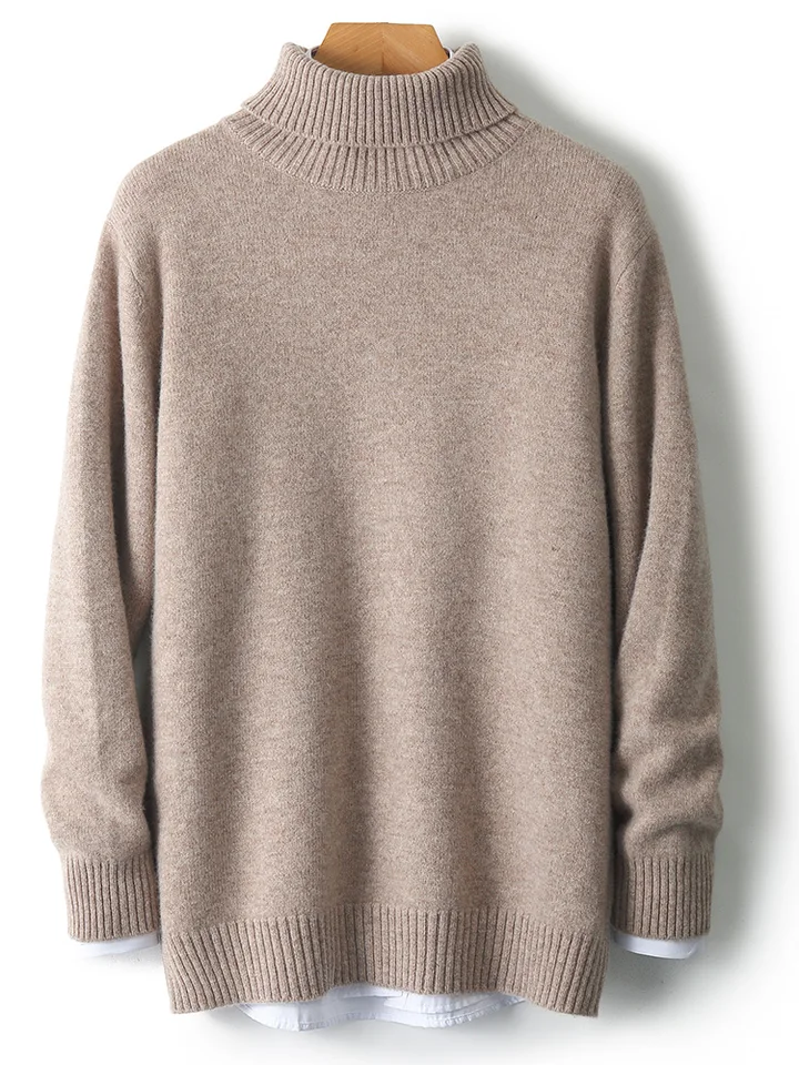 Angel Autumn Winter Hustý mužský sveter s vysokým otočením obojku 100% Merino Wool Pullover Smart Casual Warm Cashmere pletene pletené vrcholy