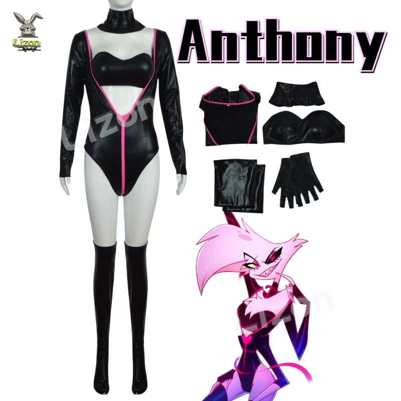 Angel Dust Cosplay jed Poison Fantasia Kostým maskovanie pre dospelých žien Tops Shorts Pantyhose Halloween Karneval Party oblečenie