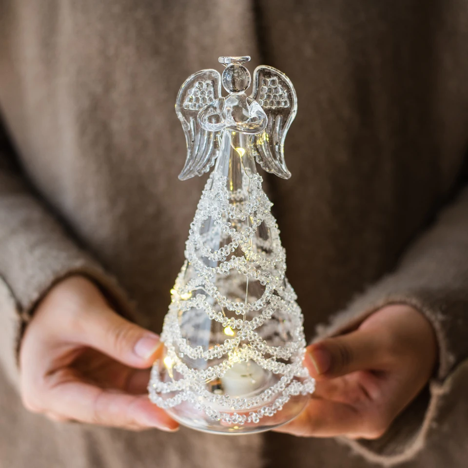 Angel Fairy Glass Light Nordické nočné svetlo Kawaii Decor Decorments pre domácu obývaciu izbu stol Svadobné dekorácie Doplnky Drop
