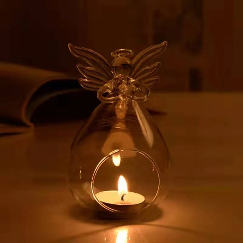 Angel Glass Tea Light Sviečka držiak domáci večierok dekor Držitelia svietnikov