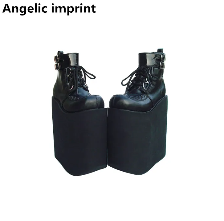 Angelic Imprint Mori Girl Ženy Motocyklové punkové topánky Lady super vysoké podpätky Lolita členkové topánky Žena princezná šaty čerpadlá 20 cm