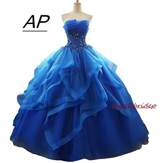 Angelsbridep Ball Gown Quinceanera šaty Top odstupňované krištáľové organza Vestidos de 15 Debutante šaty Čechia princezná šaty