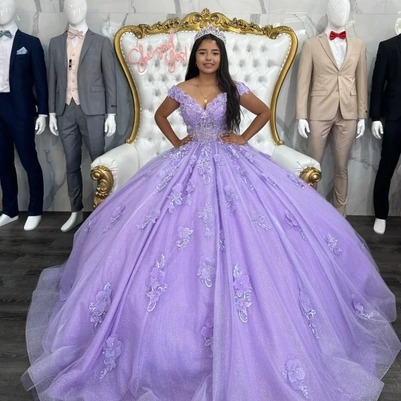 Angelsbridep Purple guľové šaty quinceanera šaty pre 15 rokov staré dievča korálkové kvety