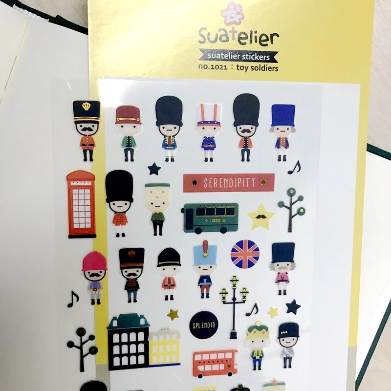 Anglicko vojaci strihajú nálepky na scrapbooking materiál PVC Kórejský sukatelier denník Domov Dekorácie Hobby DIY Craft Dodávatelia