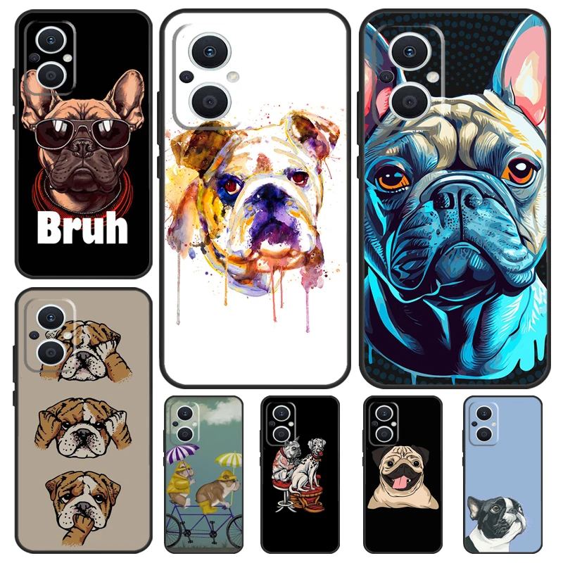 Anglický buldog mops mops puzdro pre Oppo Reno 8 7 6 5 4 Lite 2Z 4Z 5Z 8T 10 OPPO Nájdite x5 x6 Pro x2 lite x3 neo kryt