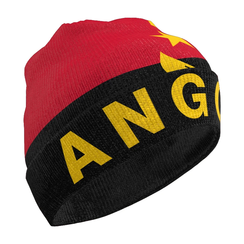 Angoly pletený klobúk zadarmo Vyrobené meno zimné studené pullover Angolan portugalci pred vlajkou pleť