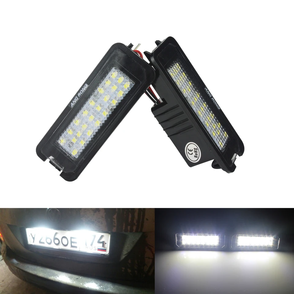 Angrong 1 pár 2x LED licenčné licenčné štítok Svetlo pre VW Golf Mk4 Mk5 Mk6 Passat Polo CC EOS Scirocco