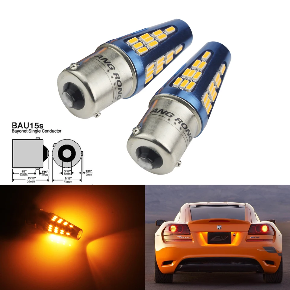 Angrong 2x High Power 581 PY21W Bau15S RY10W S25 48 SMD 5W LED reverzná bočná bočná brzdová brzdová lampa Amber