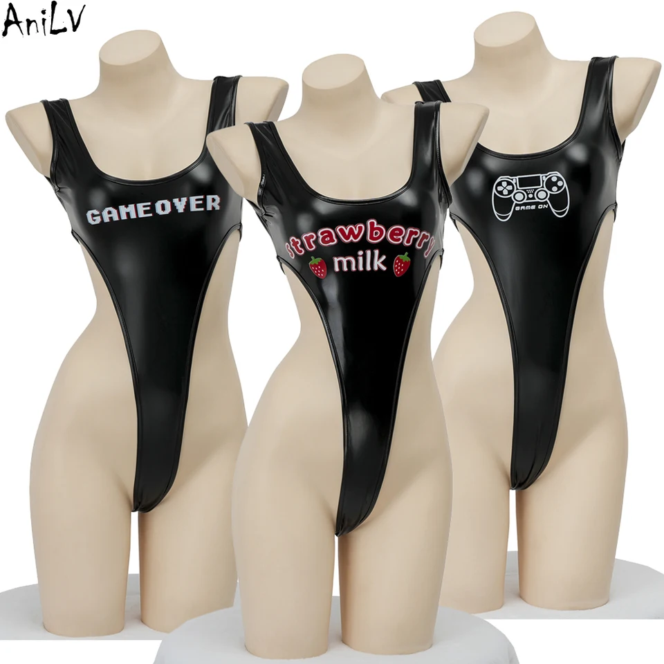 ANILV Strawberry Game na rukoväti vysokej štrbiny Lenther tesný bodyit uniformné odevy plavky cosplay cosplay kostým