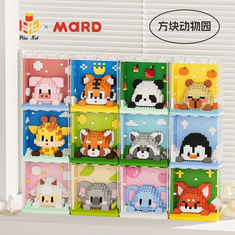 Animal Micro Building Blocks Zoo Červená panda žirafa koala Penguin Zhromaždený model slonov Mini tehlové hračky pre deti dary