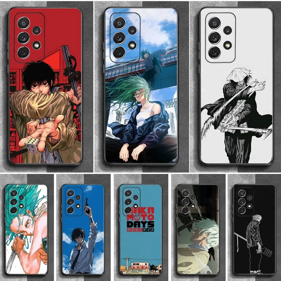 Animation S-Sakamoto Days-S Puzdro pre telefón Samsung S24,23,22,30,21,10,9, Ultra, Plus, Lite, Fe, Soft Silikone Black Cover