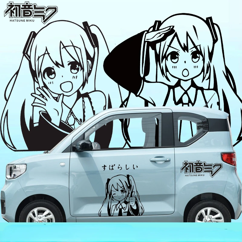 Animačná karikatúra okolo filmu Hatsune Miku Body Stickers Second Auto Stiažky dekoratívne roztomilé osobnostné nálepky.