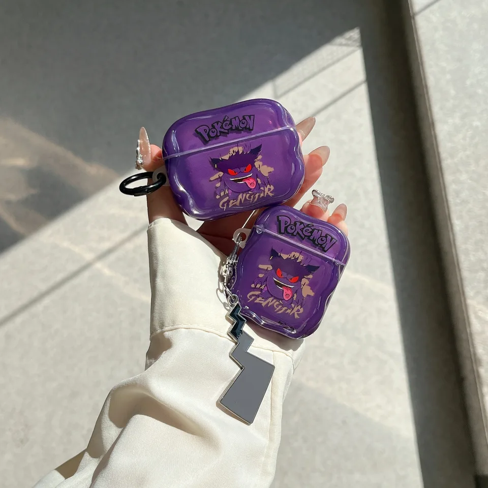 Animačné vreckové monštrum Pikachu Pokemon Gengar Cute Cartoon pre AirPods 4,1,2,3, Pro, Pro2 Plast Drop Proof Brdephone Cover