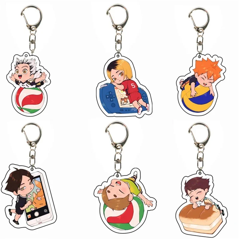 Anime akrylové kľúče- Haikyuu !! Prívesok kreslenej postavy Y2K, vhodný pre tašky a kľúče, Cosplay Gifts Perfektný darček pre fanúšikov