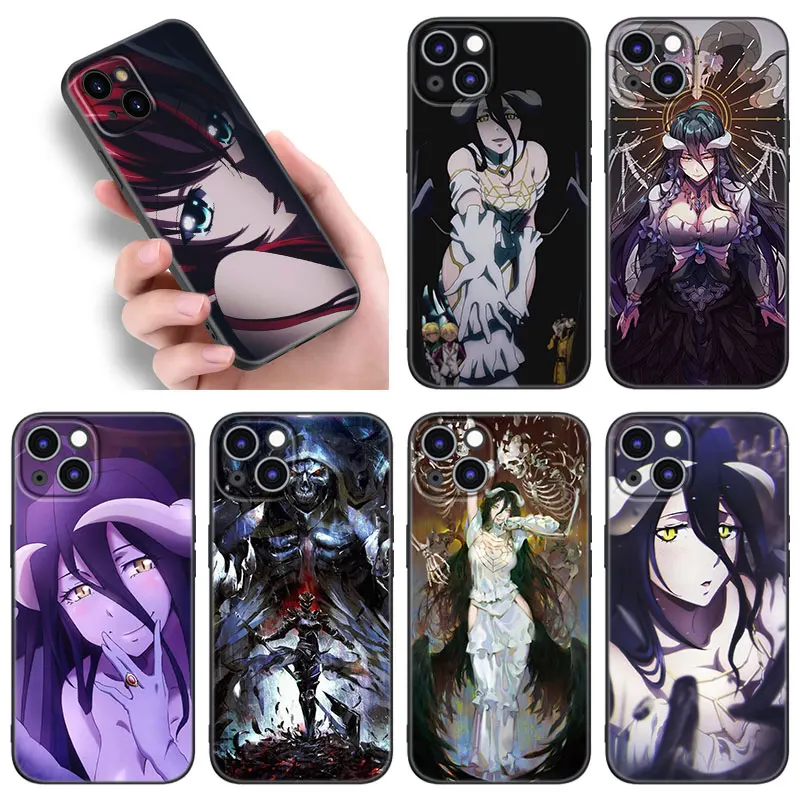 Anime Albedo Overlord Pase Pase pre Apple iPhone 12 13 Mini 11 14 Pro XS Max 6s 6 7 8 Plus 5s x xr SE 2020 2022 TPU Čierna obálka