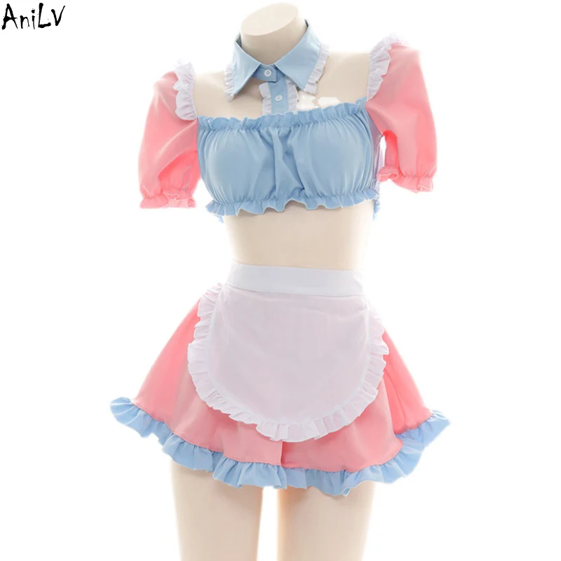 Anime anime lolita dievča roztomilý torta slúžka Uniforma cosplay japonský kaviareň čašník oblečenie oblečenie kostýmy