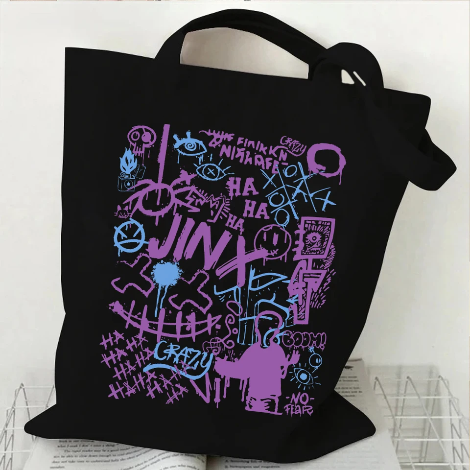 Anime Arcane-Jinx Print Ramer Bag Dámske ženy opakovane použiteľné nákupné tašky skladacie kabelky Tote Bag