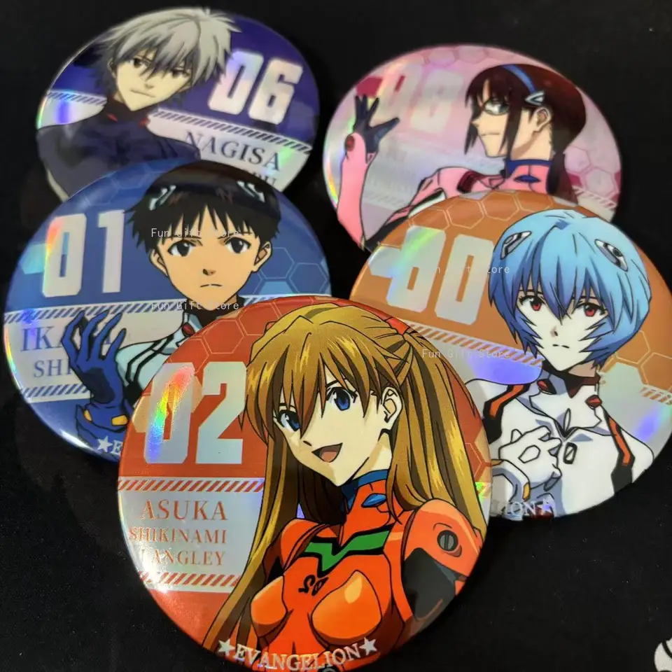 Anime Asuka Langley Soryu Ayanami rei Ikari Shinji 75 mm kawaii Tinplate Laser HD Badge Appressory Appresory vianočné narodeniny darček