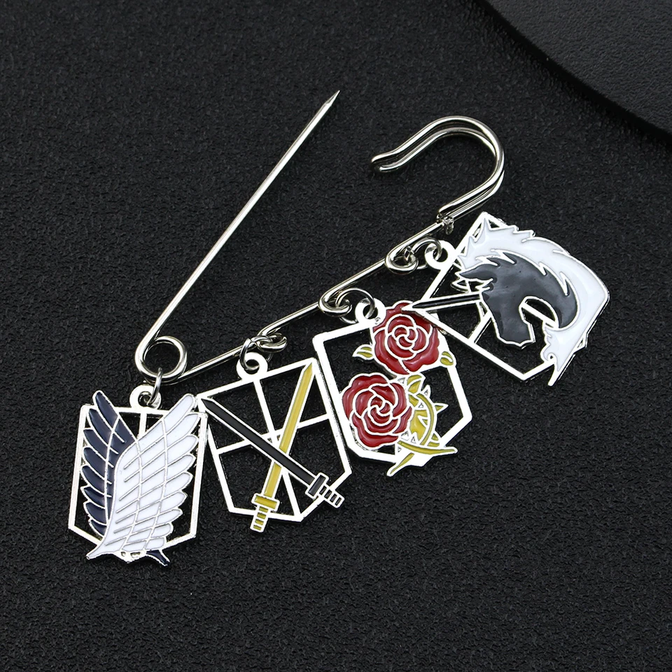 Anime Attack na Titan Enamel Pin Eren Jaeger Mikasa Ackerman Jiyuu no Tsubasa Cartoon Brošor Brošľový odznak odznaky