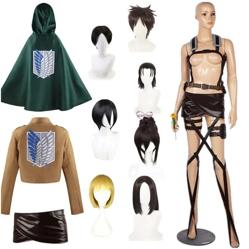 Anime Attack na Titan Shingeki no Kyojin Mikasa Levi Ackerman Eren Jager Armin Arlert Hange Zoe Cosplay kostým parochň