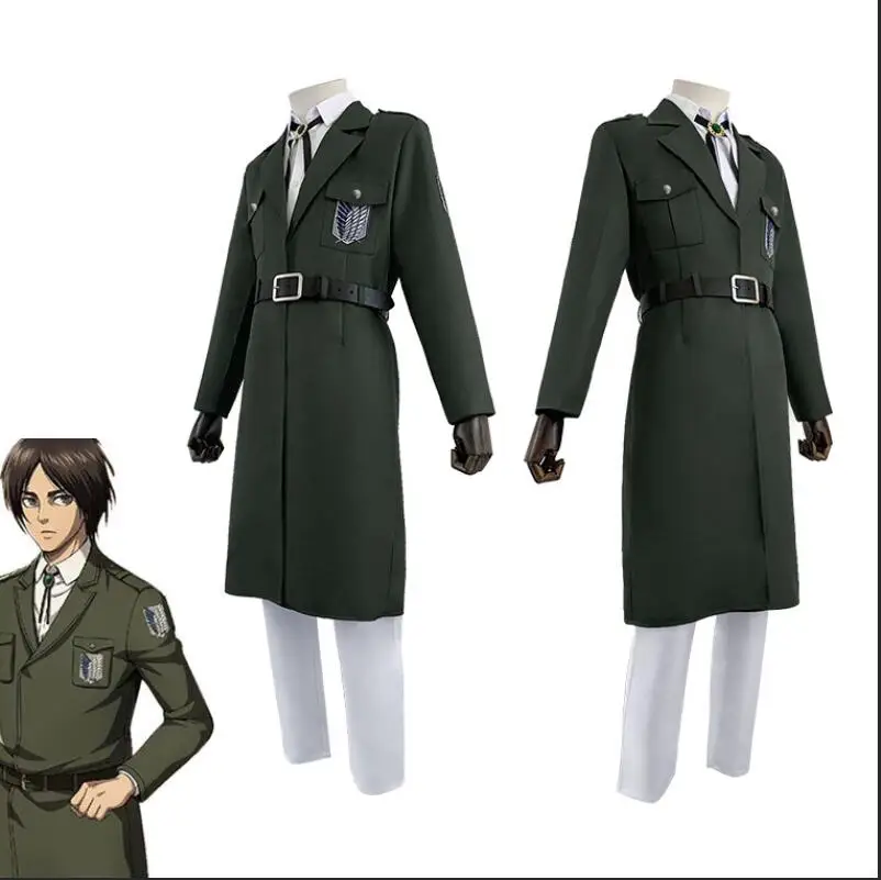 Anime Attack on Titan Cosplay kostým Green Cloak vyšetrovací zbor plná skupina cos allen uniformy armáda zelený dlhý kabát
