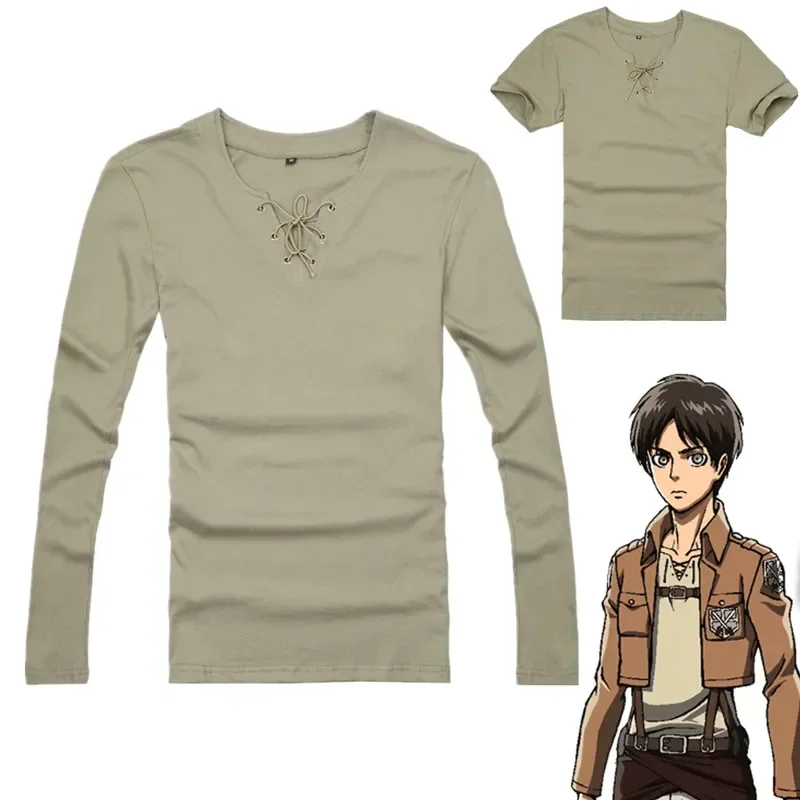 Anime Attack on Titan Eren Jaeger Tričko Cosplay kostým Shingeki no Kyojin s dlhým rukávom zelený skauting legio casual t-