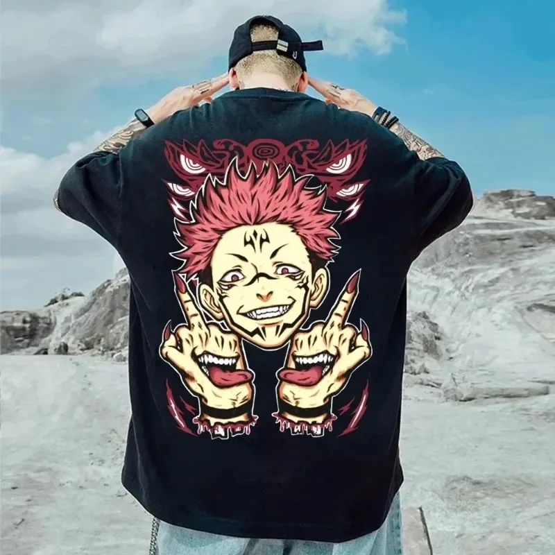 Anime bavlnené tričko Harajuku Funny Ryomen Sukuna Vytlačené plus veľkosť tričko Jujutsu Kaisen s krátkym rukávom Darček tričko