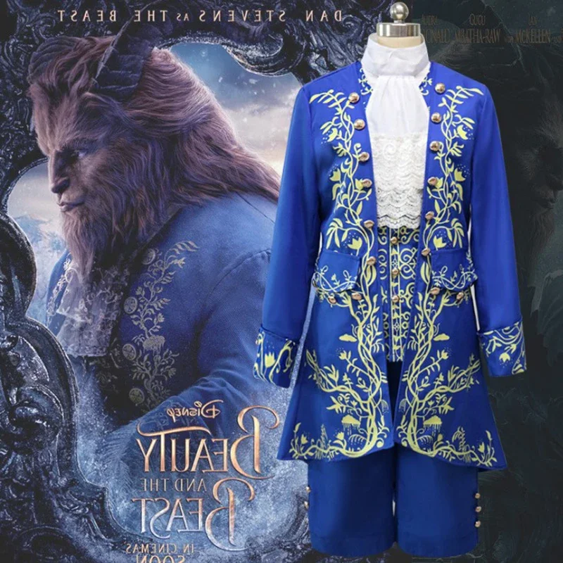 Anime Beauty and Beast Costume Dospelí Dospelí princ Adam Cosplay šaty kostým Uniforma maska ​​pre mužov Halloween Carnival Party oblečenie
