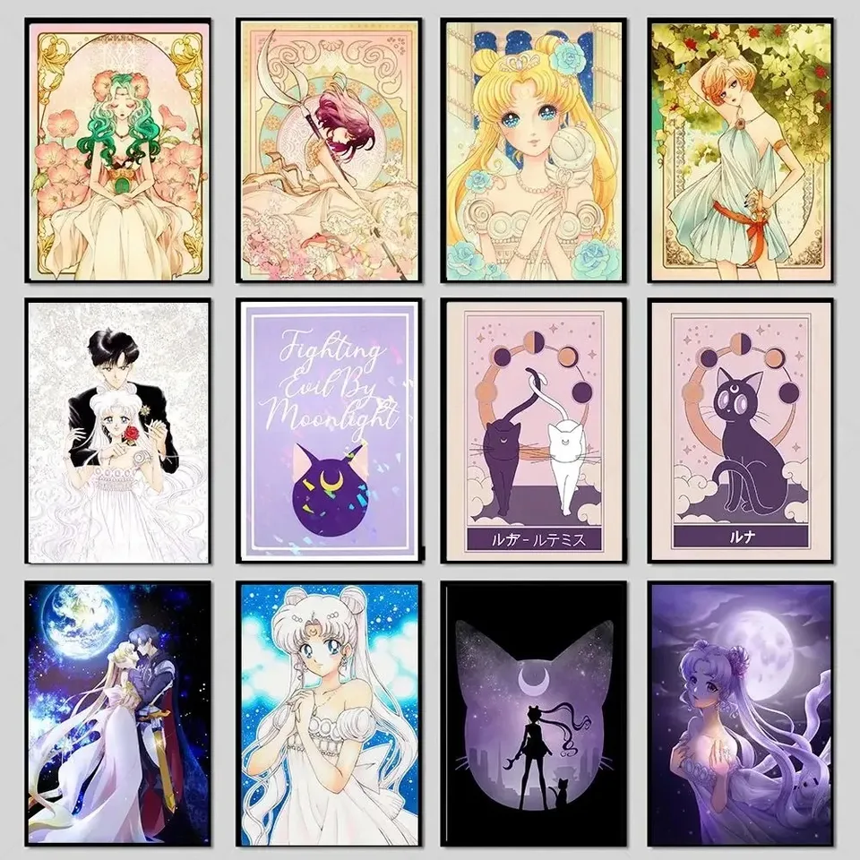 Anime Beauty Girl Print Sailor Moon Canvas Wall Art Canvas maľba karikatúry stena maliar obývacia izba domov dekorácia