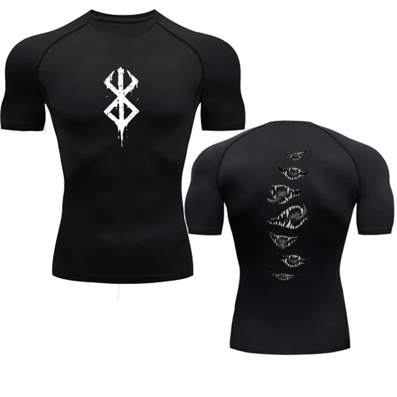 Anime berserk-compression pre mužov pre mužov Fitness bežiace tričko s dlhým rukávom Rashguard MMA Quick Dry Outdoors Športové vrcholy
