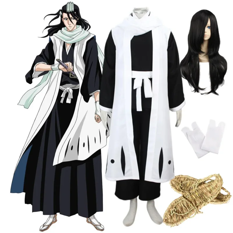 Anime Bleach 6. divízia Kapitán Kuchiki Byakuya Cosplay kostým Kimono Uniforma oblek pánske halloweenské oblečenie IA685