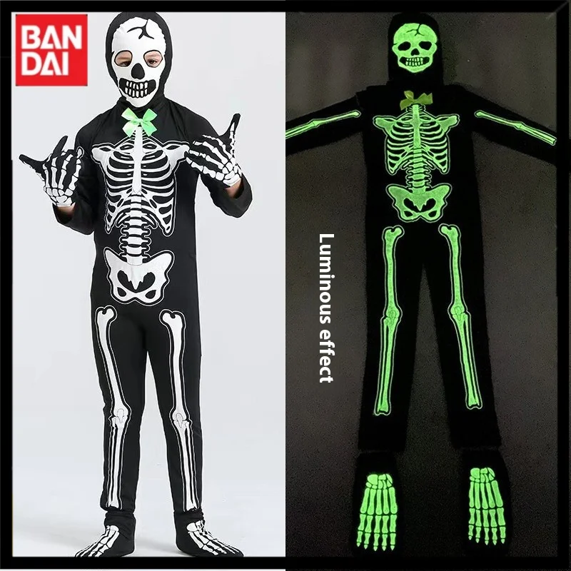 Anime Bleach Horror Game Skull Obliekanie Novinka vtipná nočná žiara kostru kostru BodySuit Exquisite Kid Halloween Cosplay kostým