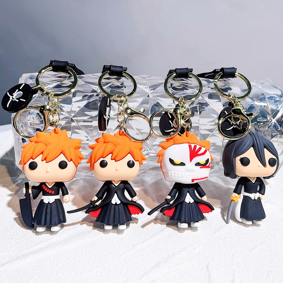 Anime Bleach postava bábika Hračka Kurosaki Ichigo Model Keychain Backpack Ornament Keyrings Car prívesok Kľúč