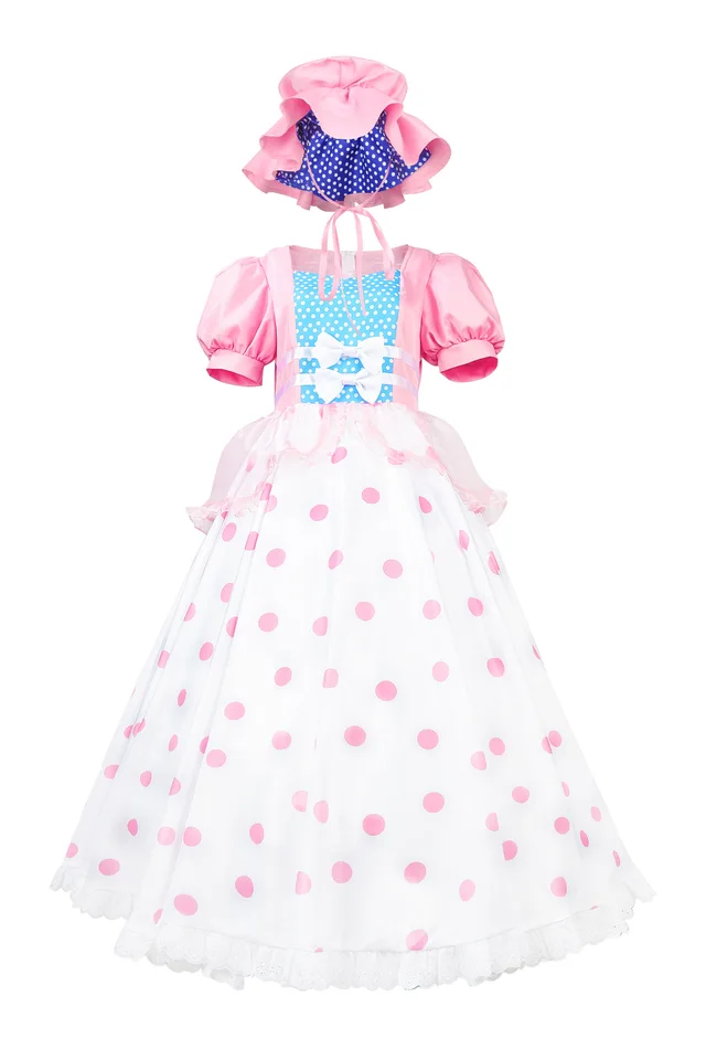 Anime bo peep šaty cosplay kostým dospelých pre dospelé ženy dievčatá dlhé šaty klobúk halloween outfit Party