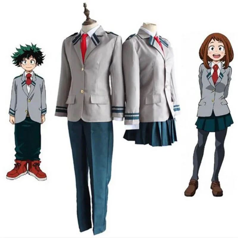 Anime Boku No Hero Academia Midoriya Izuku Bakugou Katsuki Gray My Hero Academia Ochaco Uraraka School Uniform Cosplay kostýmy